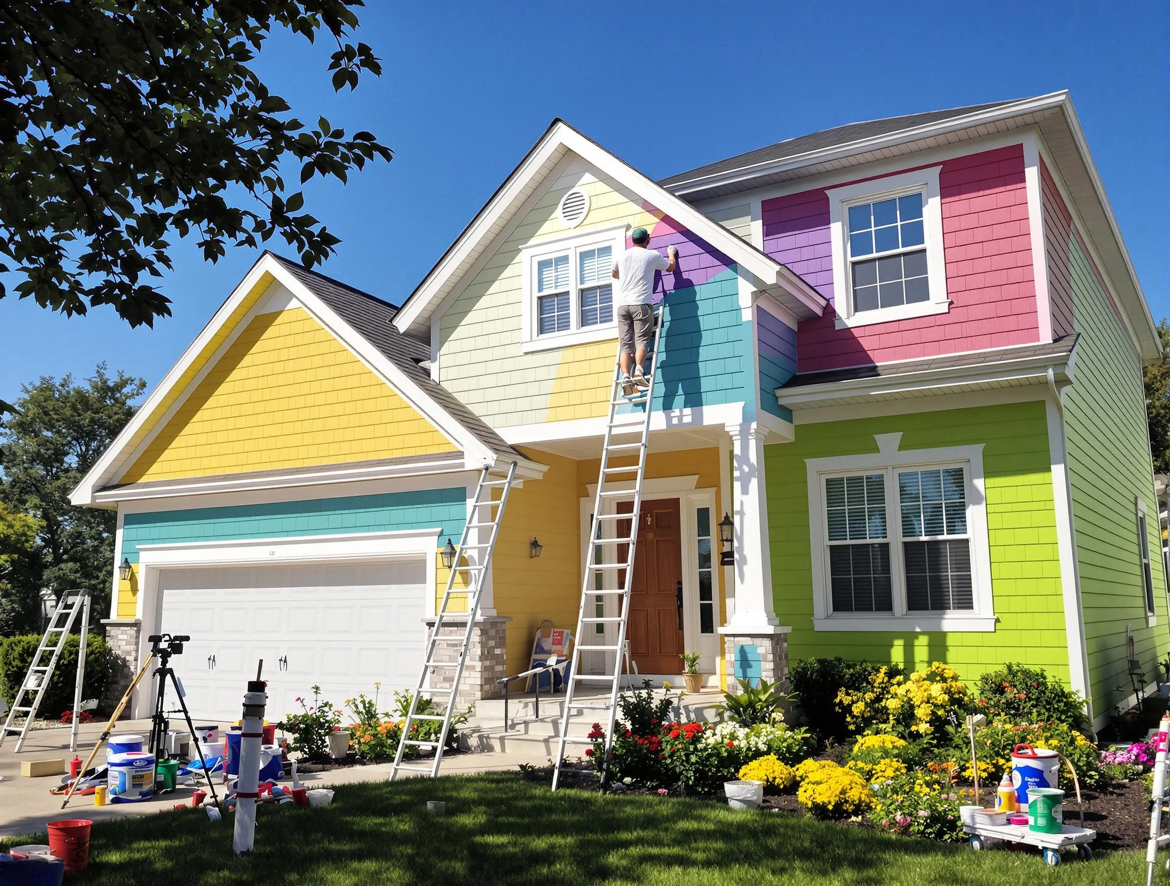 Wickliffe House Painters professionals painting a home exterior in Wickliffe, OH